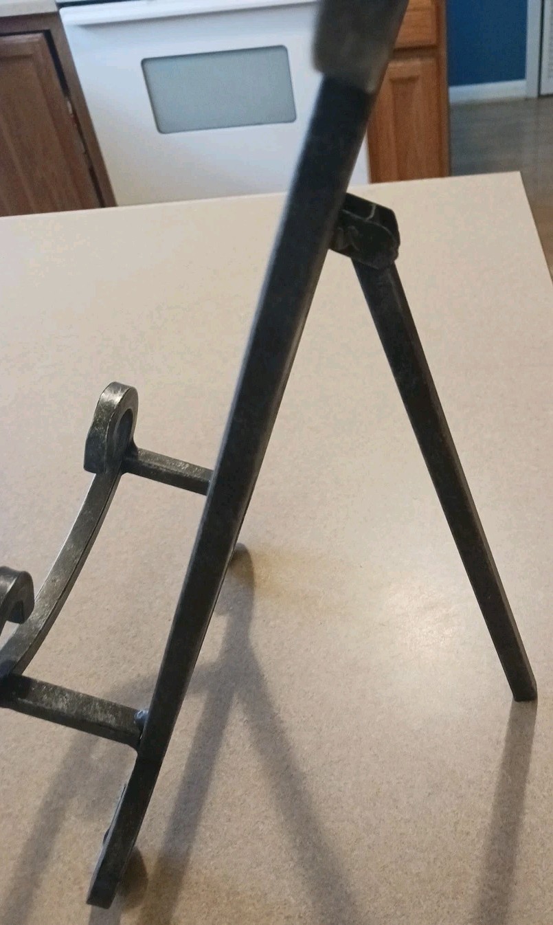 Iron Scrolled Black & Silver 16.5" Table Top Easel Display Stand Picture Holder
