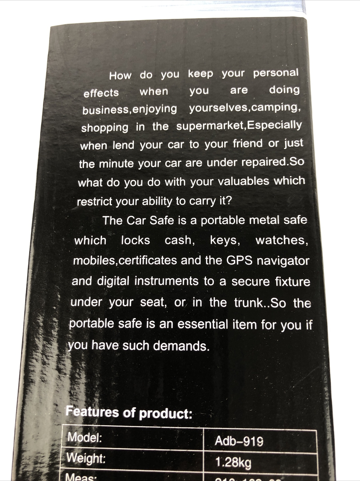 CAR SAFE Portable Small Car Gun Safe for Pistols Handgun Valuables Key Lock LOOK