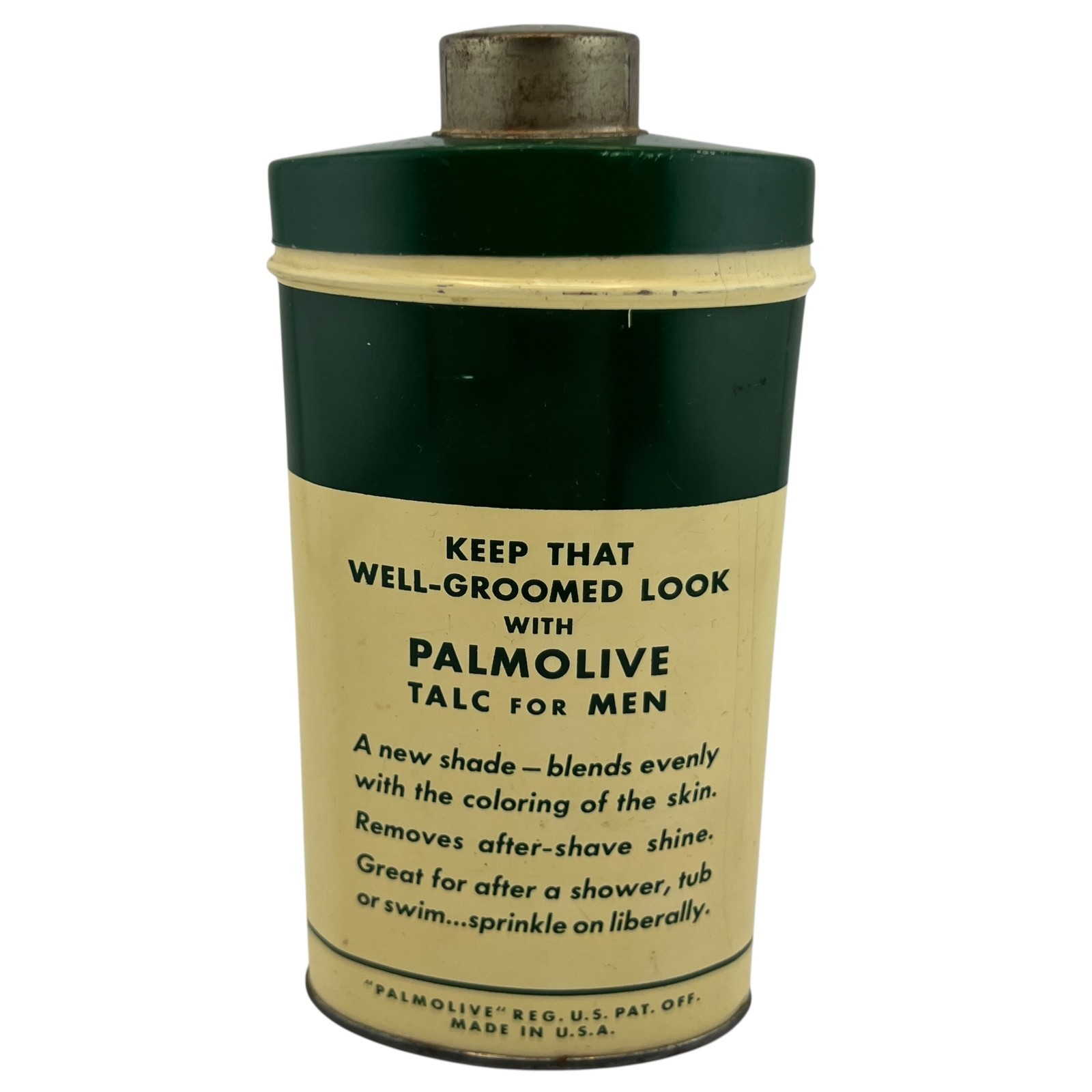 Vintage Palmolive Talc Tin for Men Colgate Advertising Barber Grooming