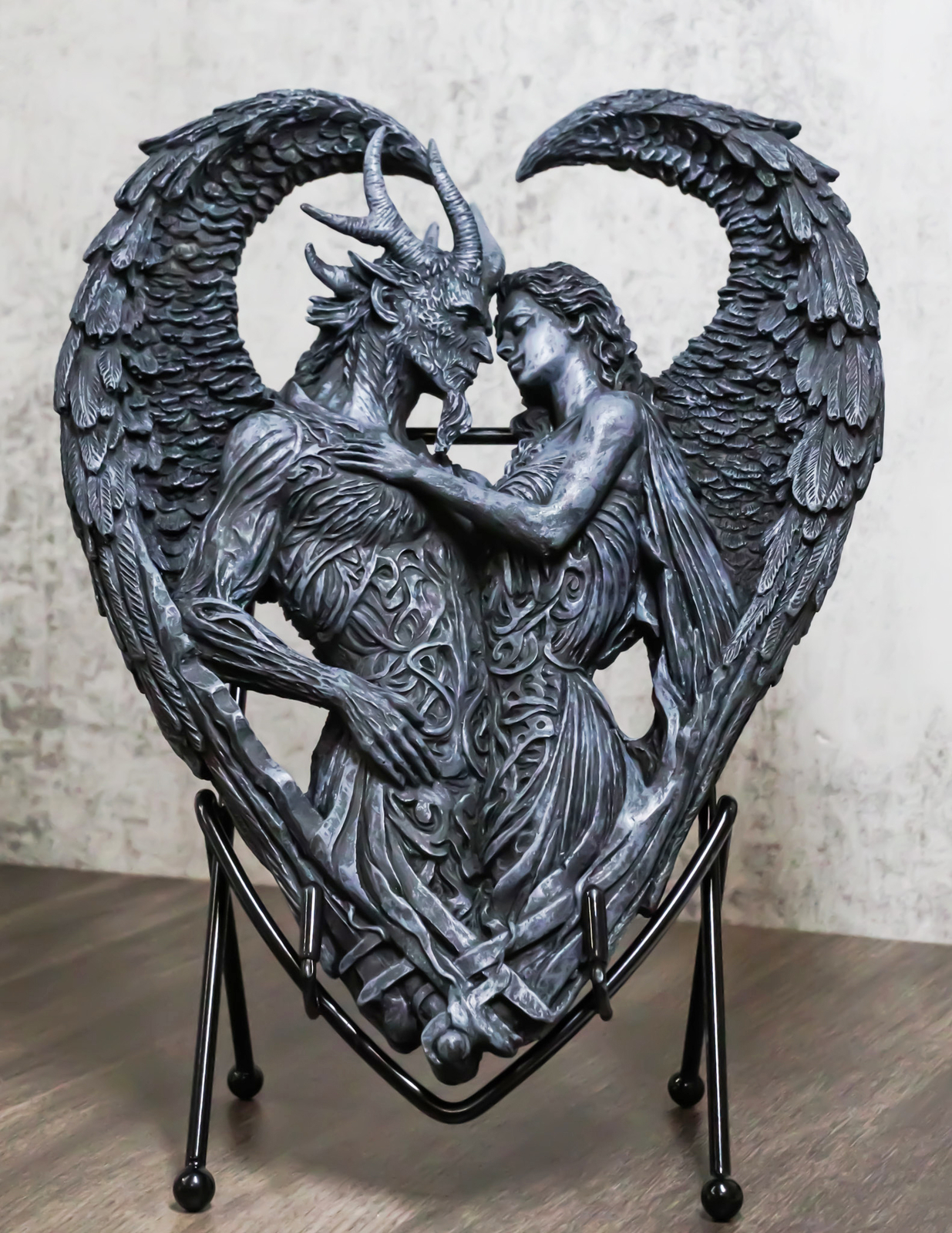 Solemn Vow Innocence Satan Demon And Lilith Dark Angel Heart Plaque With Stand