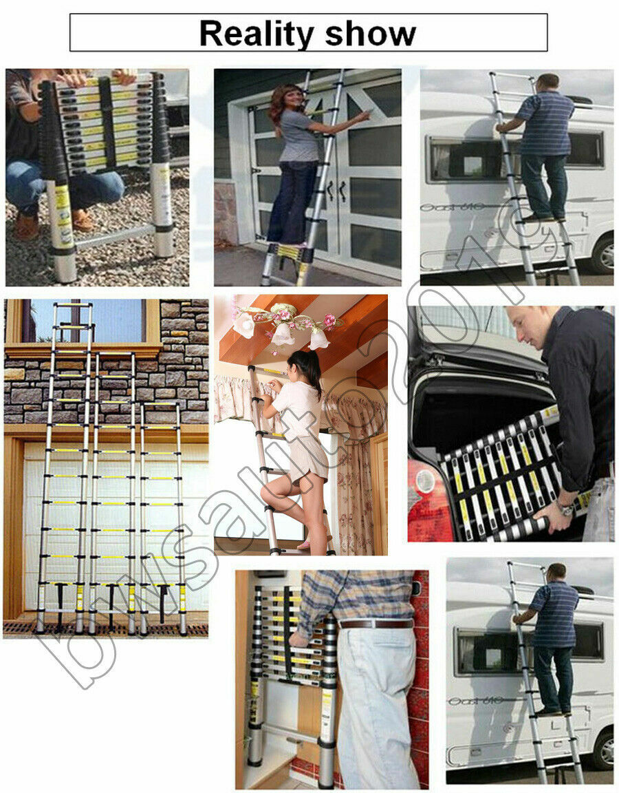 Telescoping Extension Ladder Aluminum Lightweight Collapsible Ladder EN131 150kg
