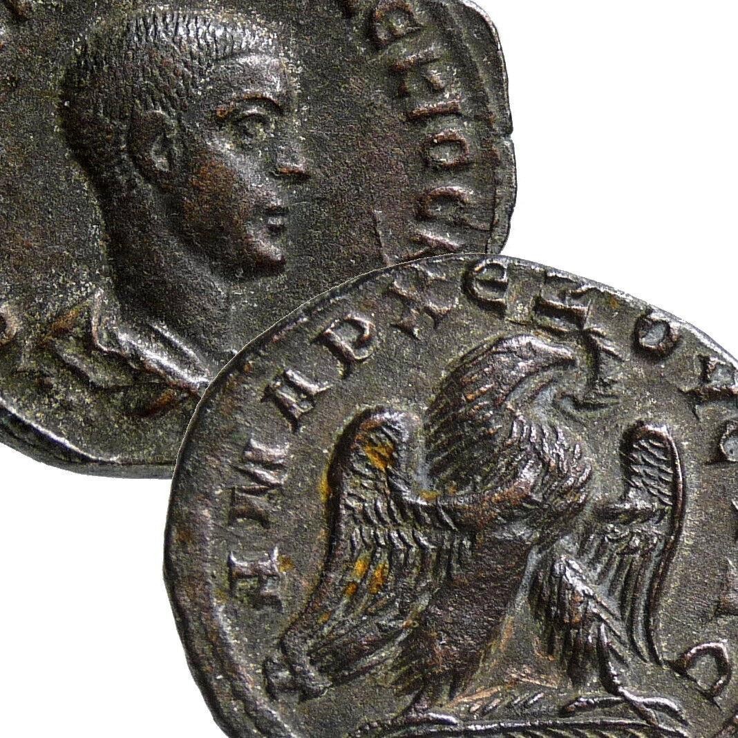 HERENNIUS ETRUSCUS/Eagle SC. Scarce Large Tetradrachm Roman Empire Coin Antioch