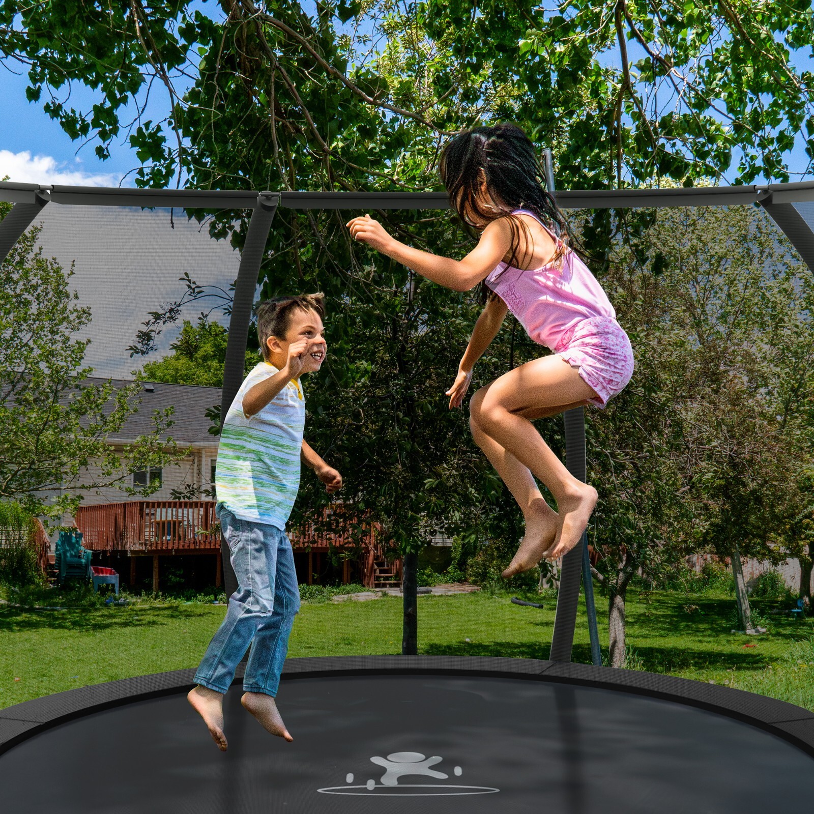 10 FT/12 FT/14FT/16 FT Outdoor Trampoline with Safety Enclosure Net and Ladder