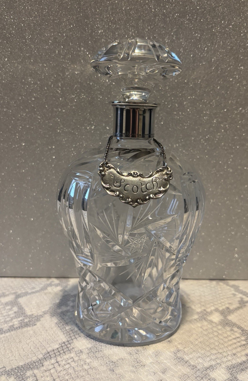 Spritz&Firman Crystal And Silver Collar Decanter From Mid 20Th Century With Tag