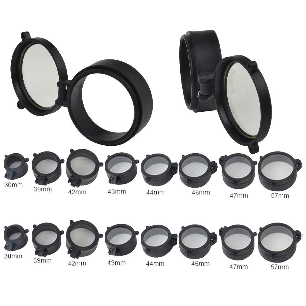 2Pcs Rifle Scope Lens Cover Flip Up Cap Objective Lense Lid Quick Spring Protect