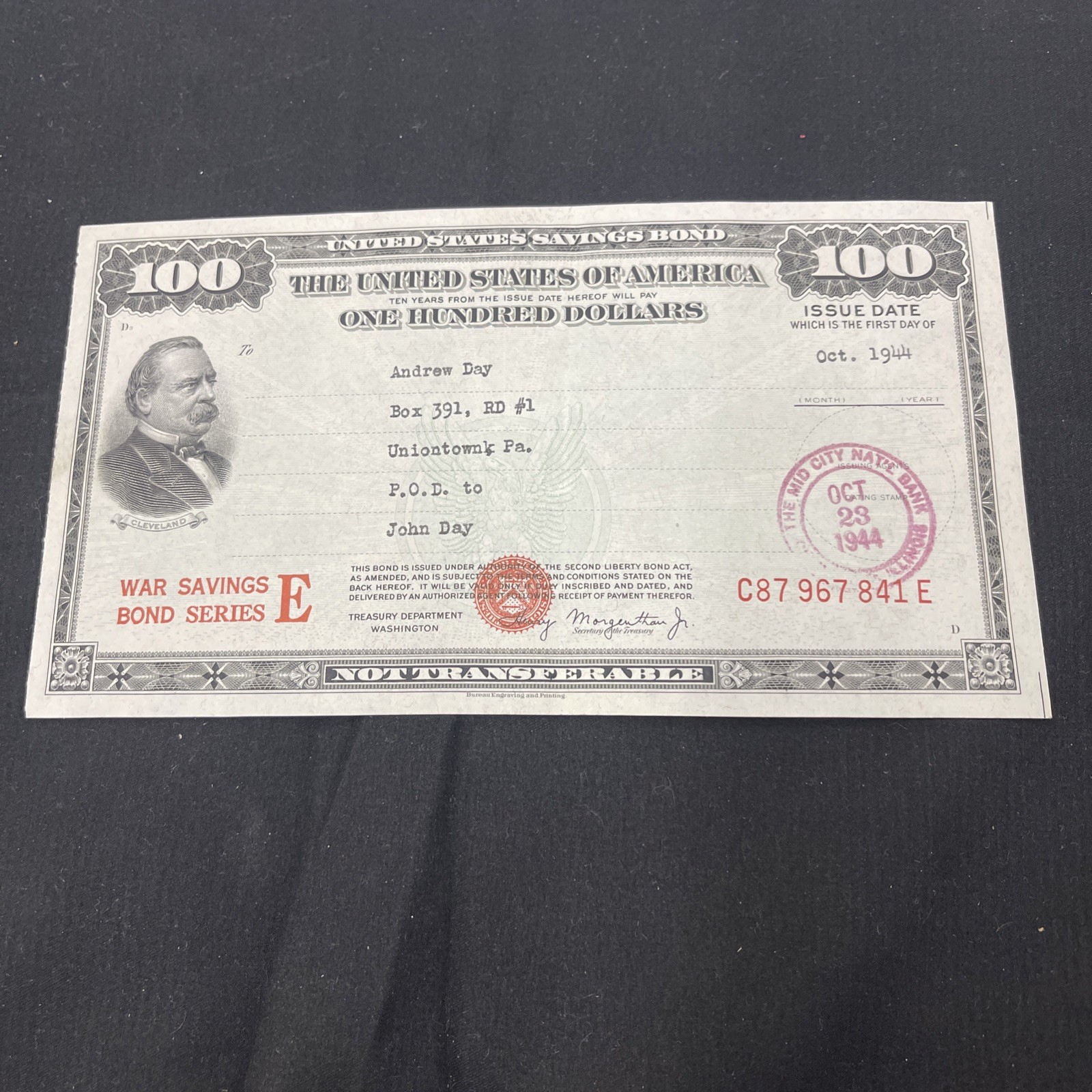 1944 Series E War Savings Bond $100