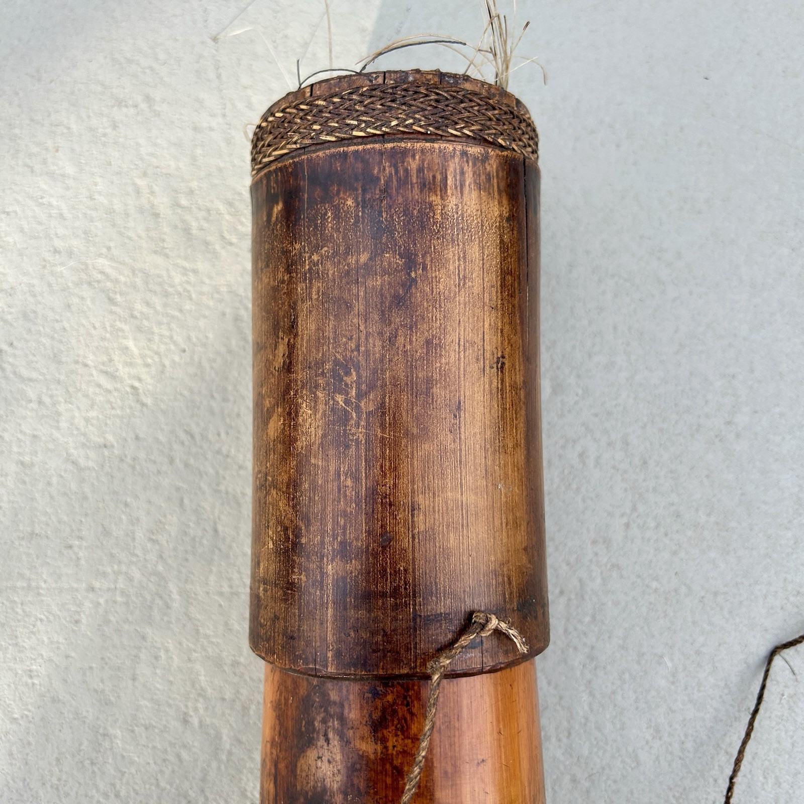 Borneo Dayak Bamboo Blowpipe Dart Quiver Tolor w/ 7 Darts Rattan 1960s Vintage