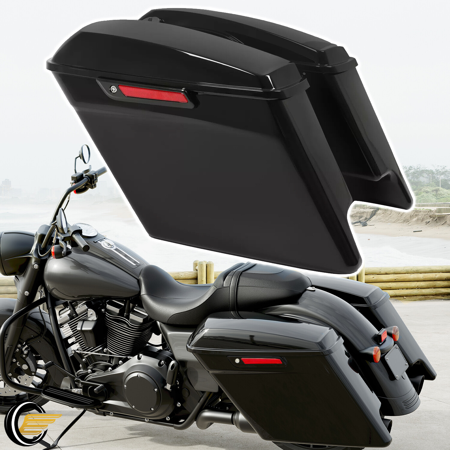 5" Stretched Hard Saddlebags Saddlebag Bag For Harley Road Street Glide 2014-24