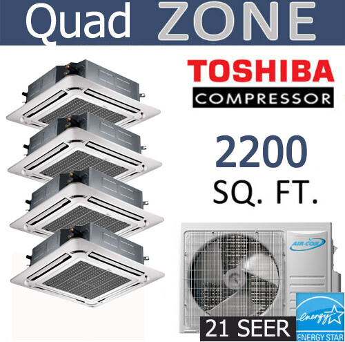 Aircon 48k BTU 4 Zone Ductless Mini Split AC Heat Pump 12kx4 CEILING CASSETTE