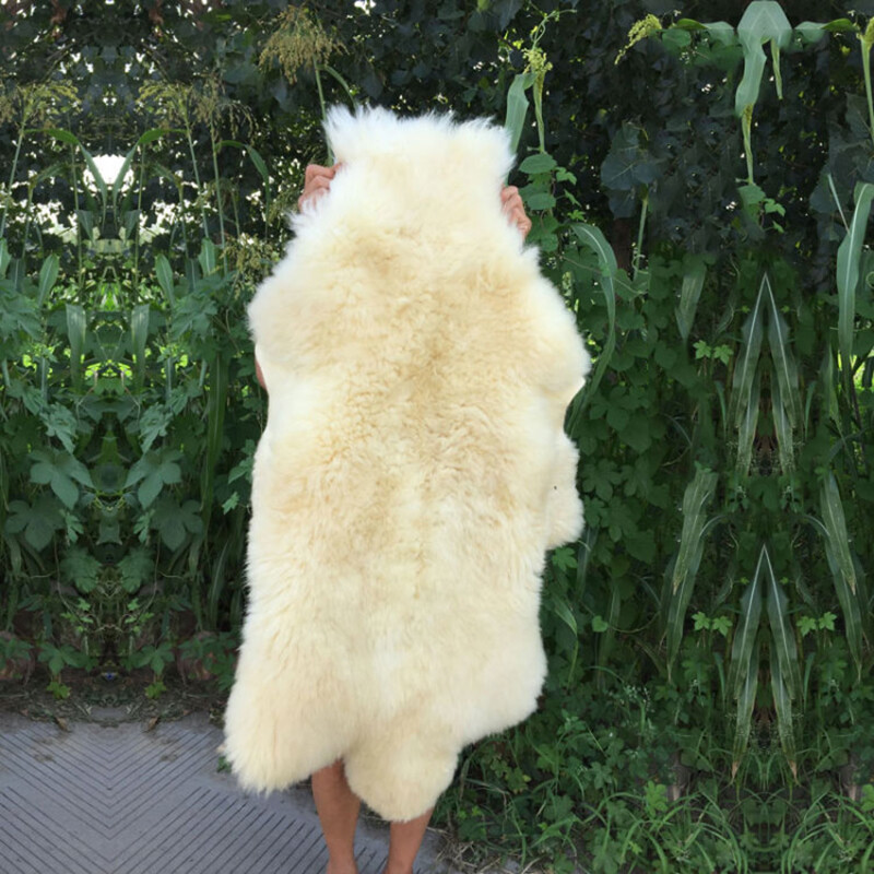 Ivory Real Sheepskin Rugs Fluffy Fur Sofa Couch Mats Soft Skin Fur Car Seat Pads
