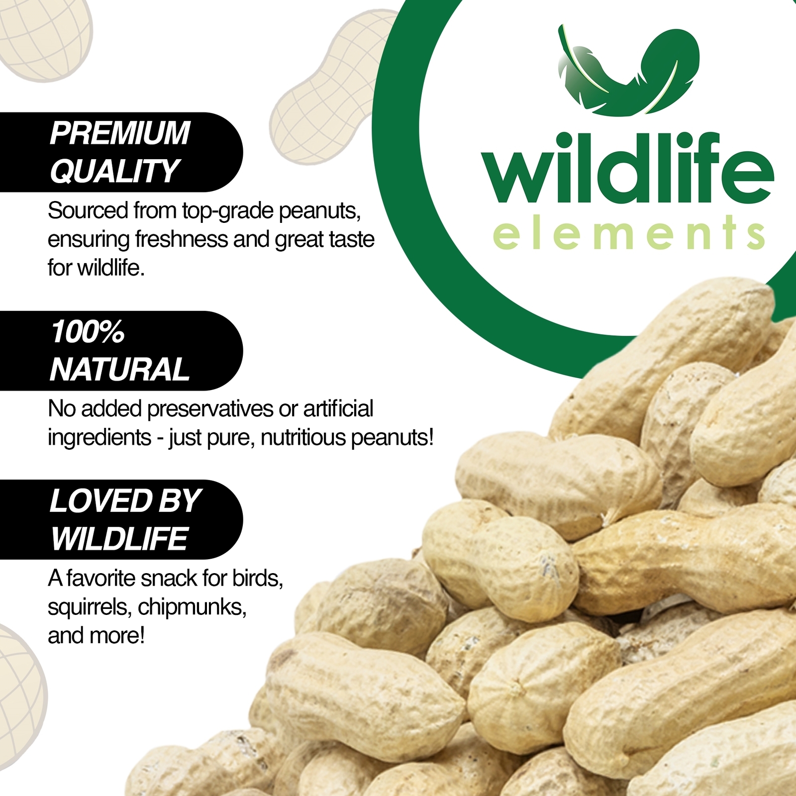 Wildlife Elements In-Shell Peanuts for Birds, Squirrels, Wild Animal Food, 10lb