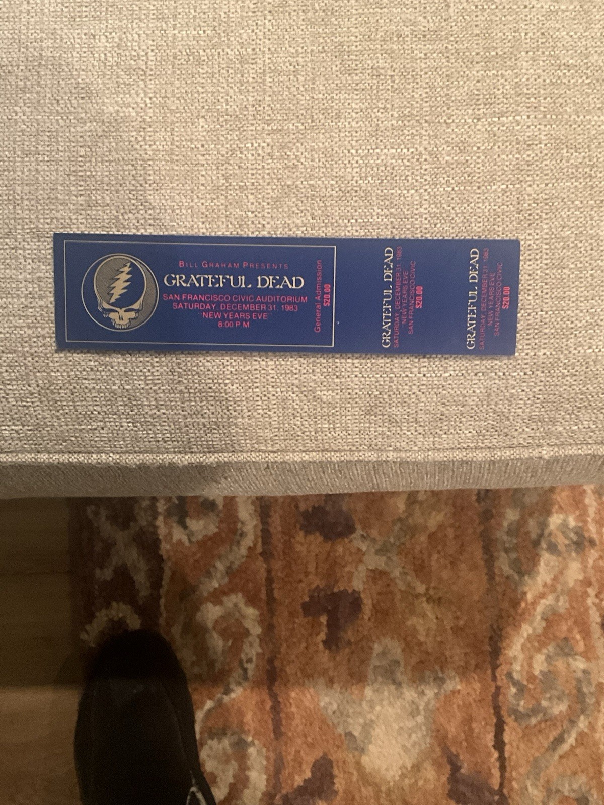 Grateful Dead Ticket 1983/84 New Years SF Civic 12/31/83 12/31/1983 FULL TICKET!