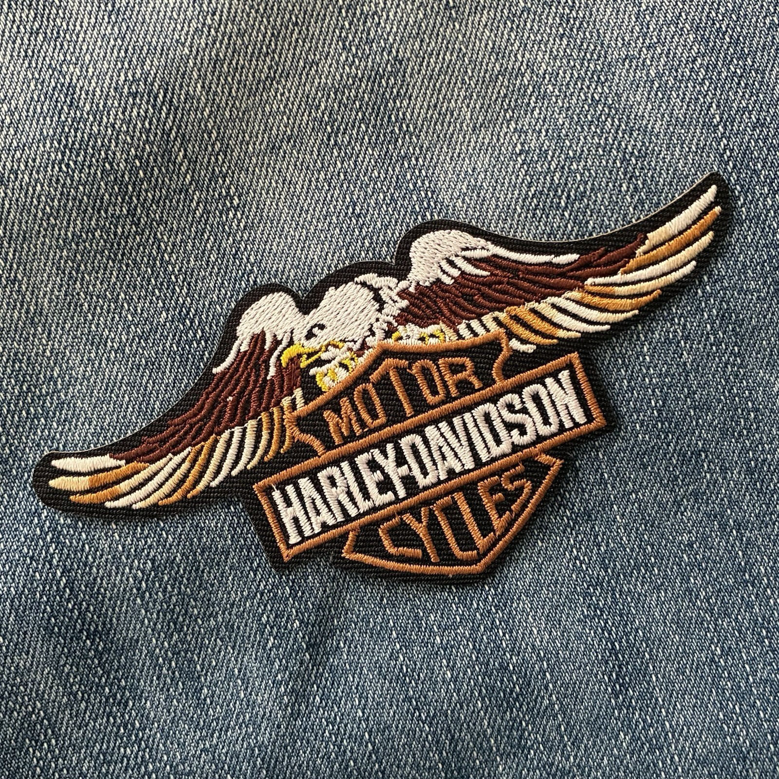 Harley Davidson Patch Iron-On Tri-Color Eagle Embroidered