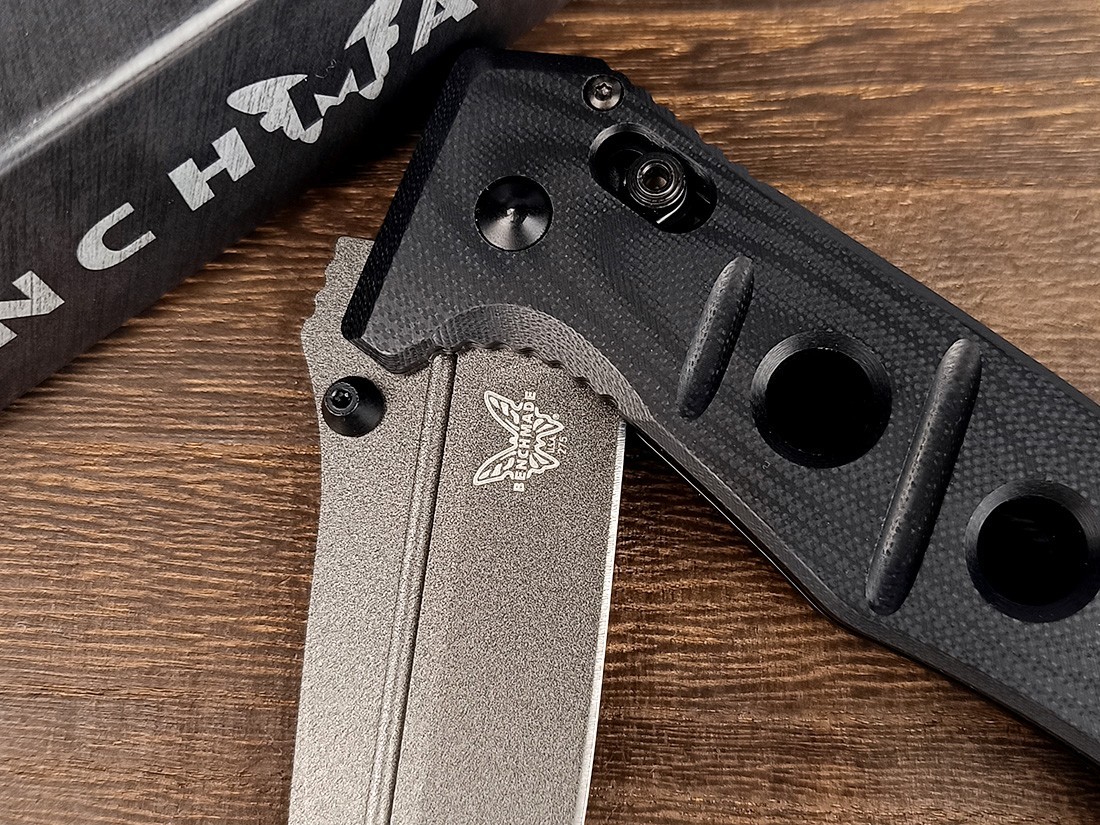 Benchmade 275GY-1 Adamas Black G10 Handle CPM-CruWear Folding Knives w/ Sheath