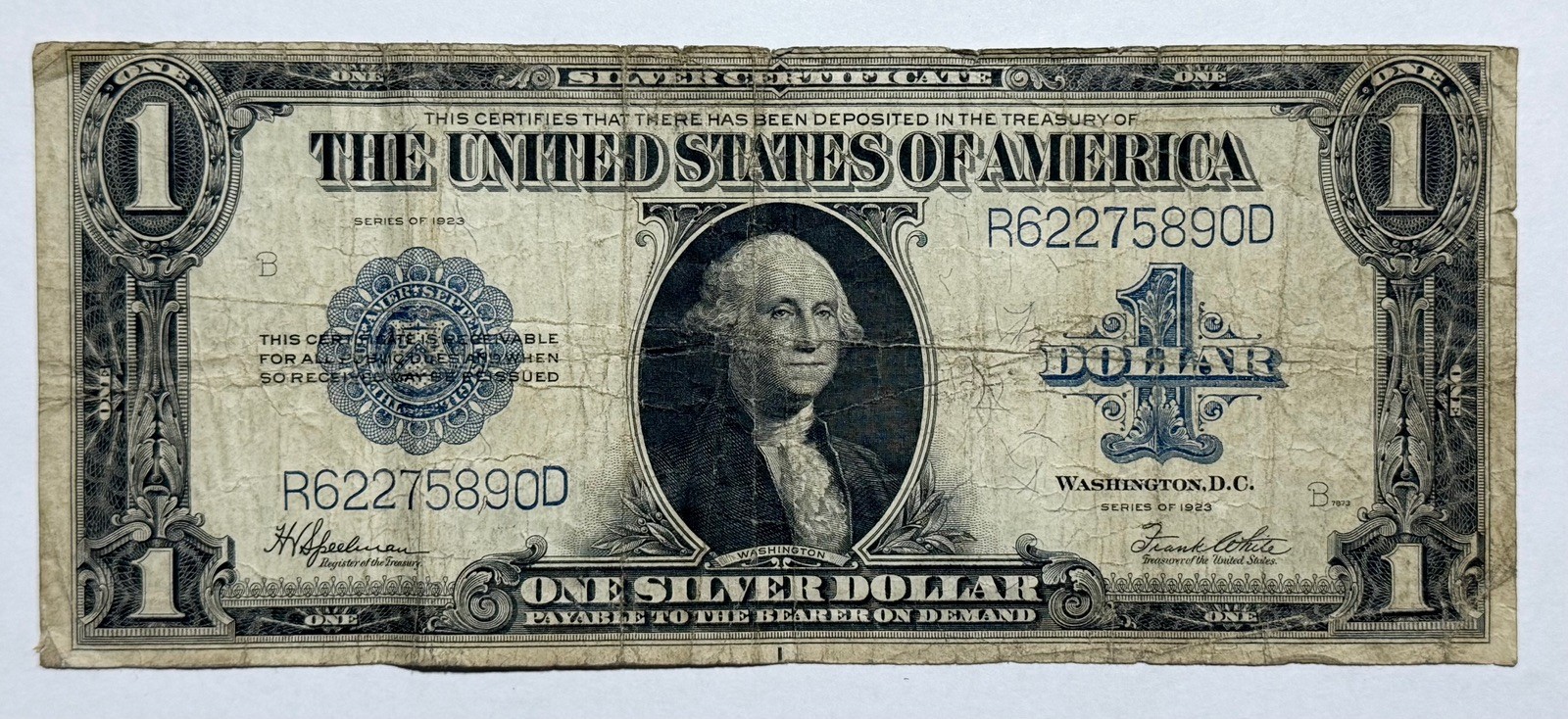 1923 $1 Bill Silver Certificate Note Large Size 890D-JGNX