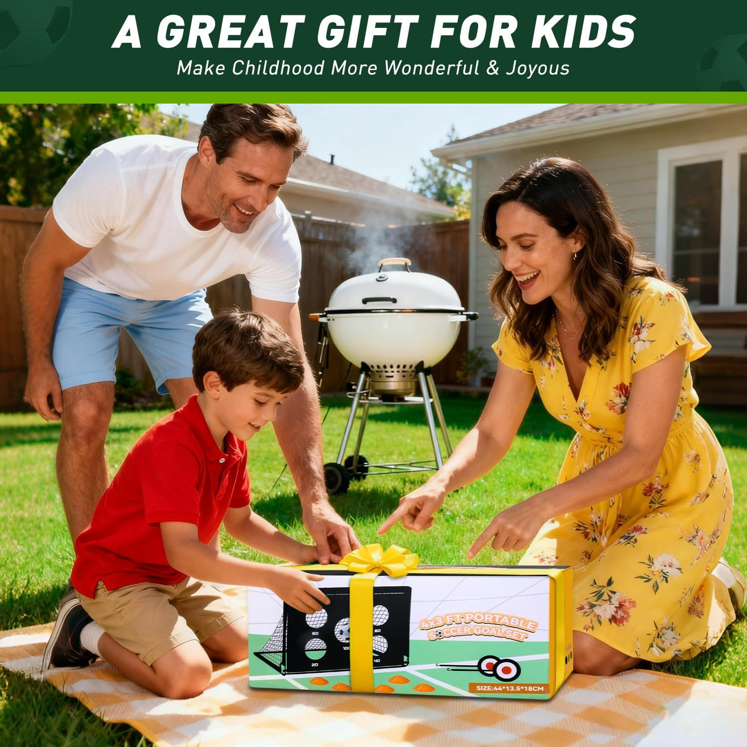 Soccer Goal, 4X3Ft Kids Soccer Goals Set for Backyard, Portable Pop-Up Soccer Ne