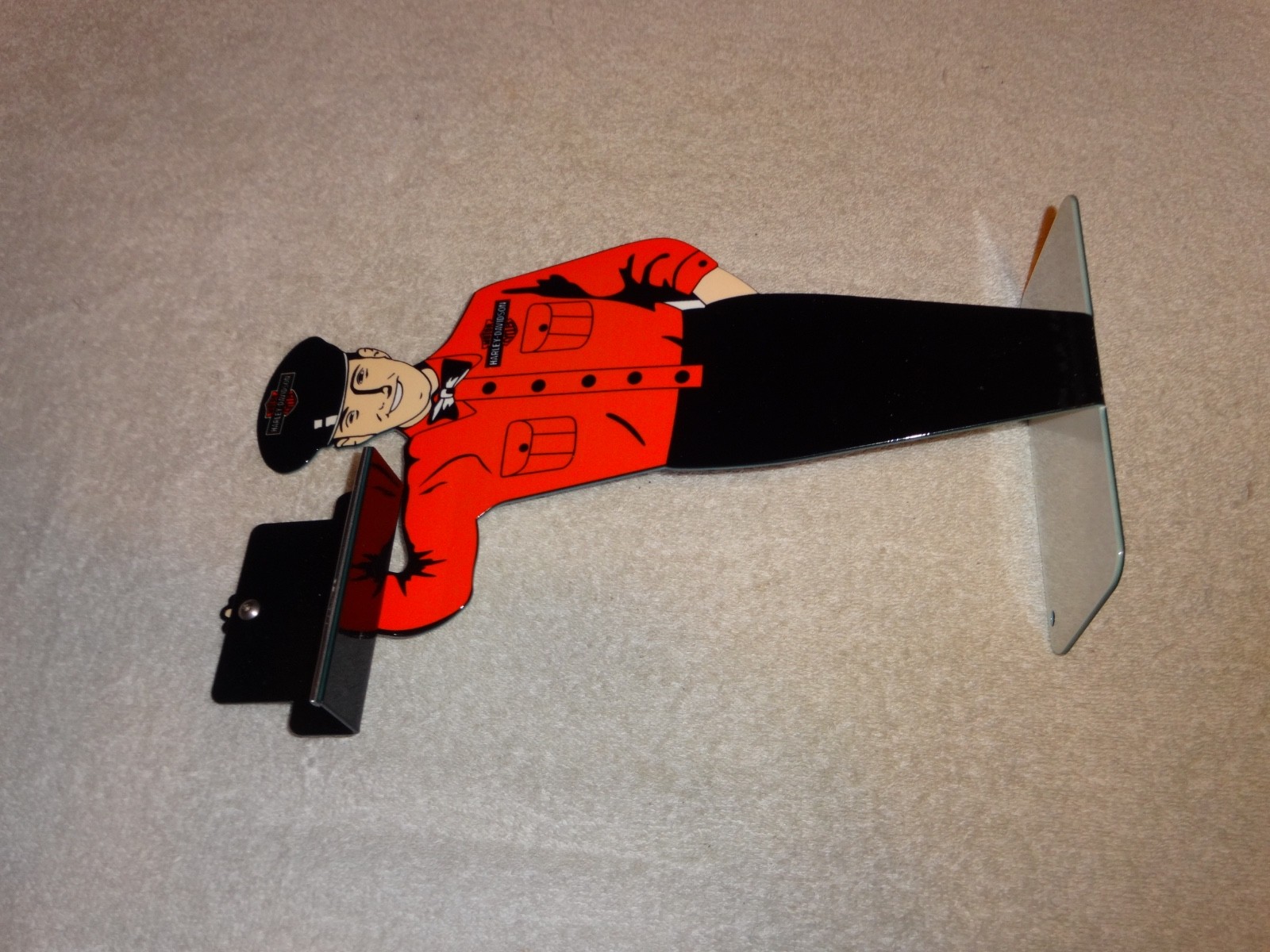 VINTAGE HARLEY DAVIDSON MOTORCYCLE👨MAN METAL GASOLINE BUSINESS CARD HOLDER SIGN