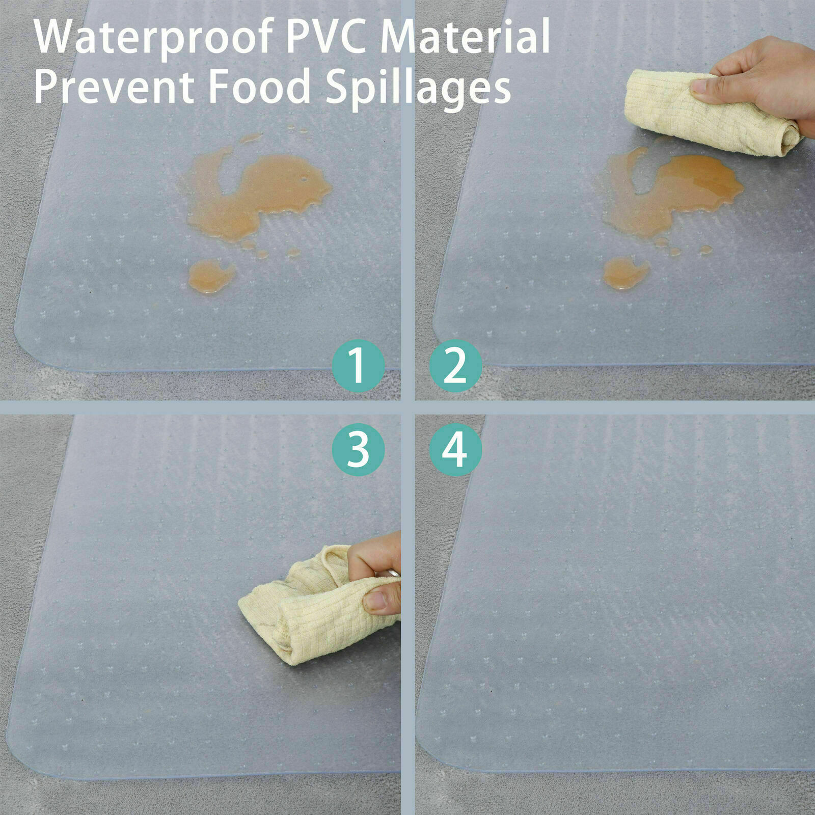 60.2X46.4 Inch Home Office Chair Mat PVC Floor Studded Back For Pile Carpet