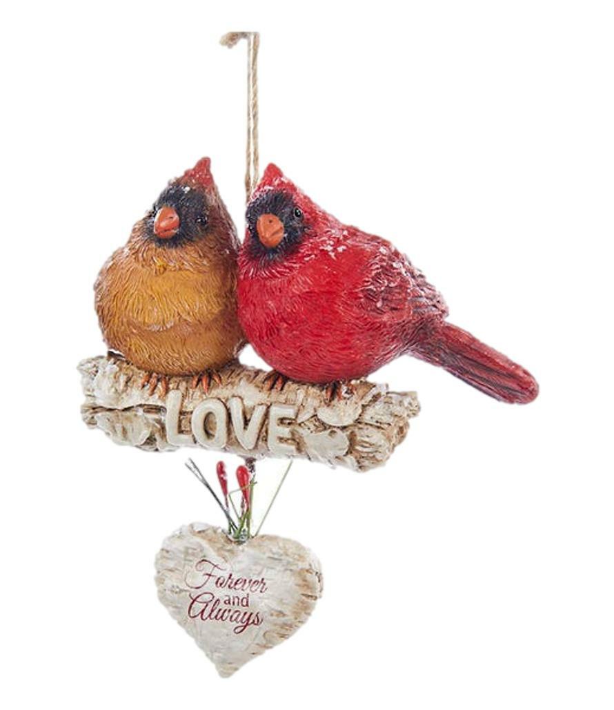 LOVE Perched CARDINAL COUPLE Christmas Ornament, Forever & Always, by Kurt Adler