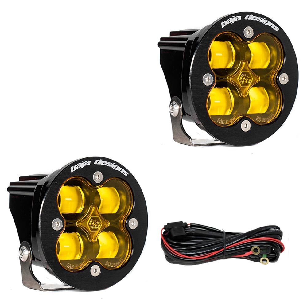 Baja Designs™ Squadron-R SAE Round Amber LED Fog Lights Pair Kit, Wiring Harness