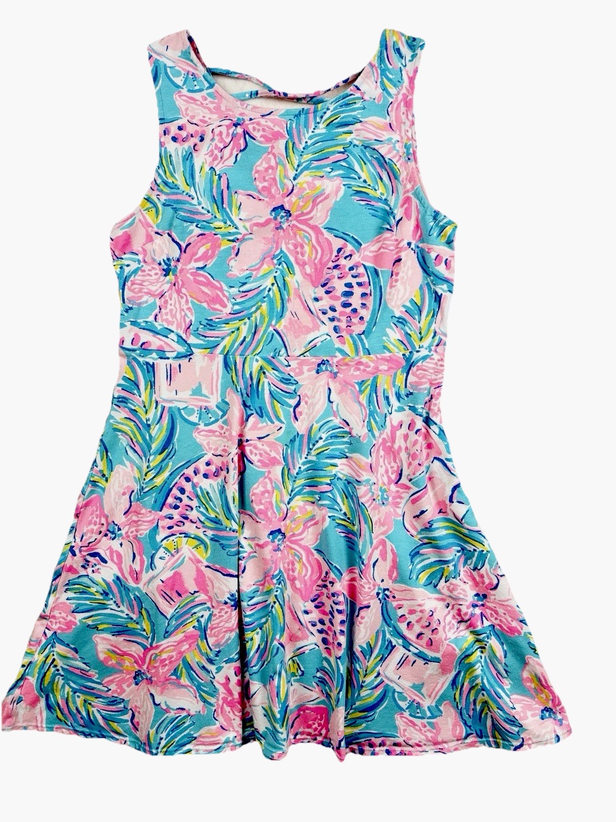 Lilly Pulitzer Girls Carice Fit & Flair Dress Juicy Story Pattern Lattice Bk 14