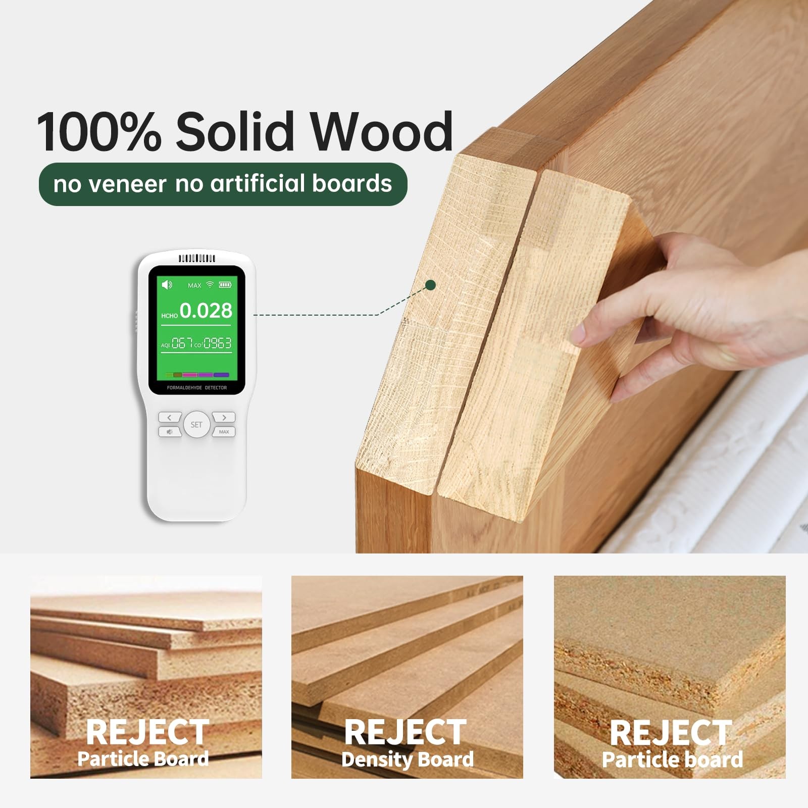 Walnut Night Stand Solid Oak Wood Mid Century Modern Bedside Table for Bedroom