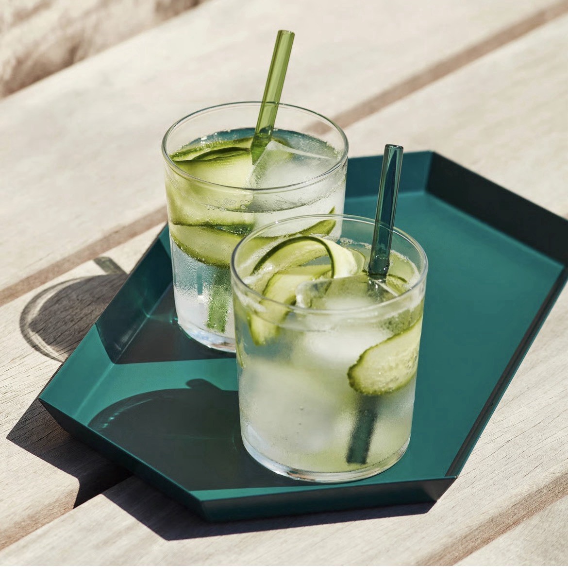 HAY Sip Handmade Reusable Glass Cocktail Straws Colorful Drinking Set Of 6 NEW