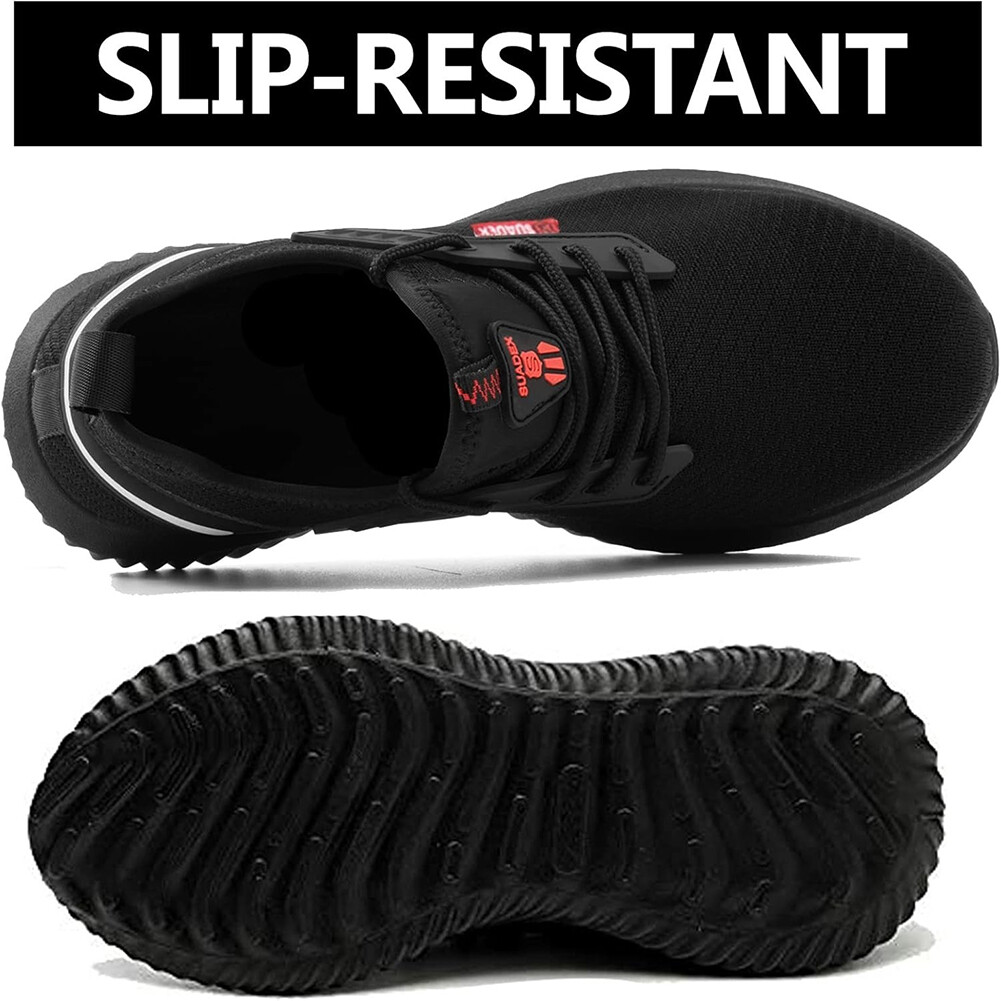 SUADEX Men's Women's Steel Toe Shoes Safety Work Shoes Puncture Proof Sneakers