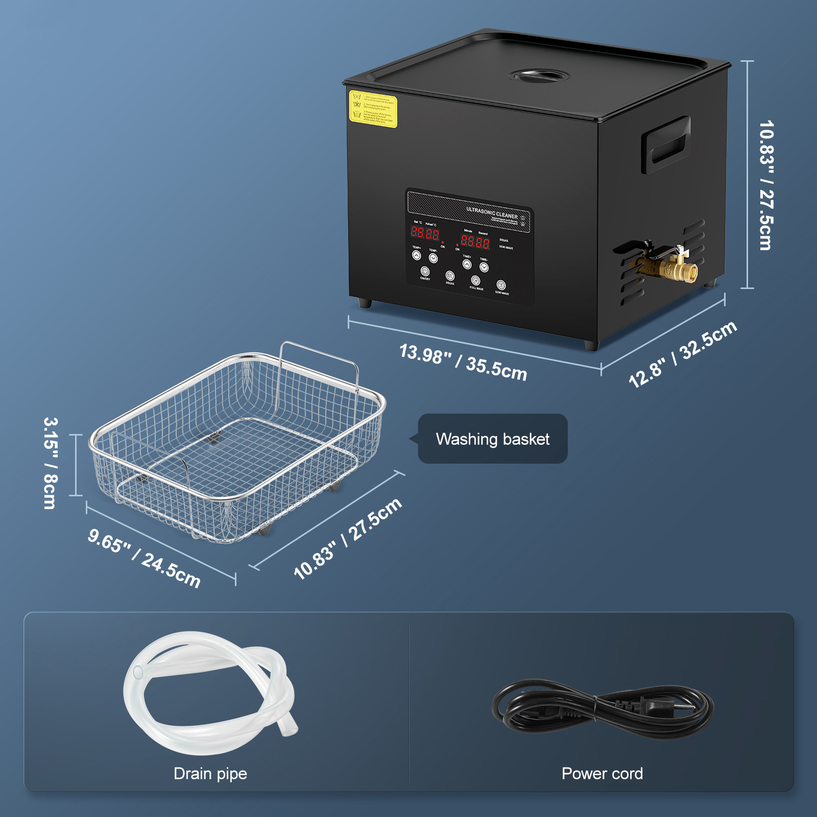 15L Ultrasonic Cleaner Cleaning Machine with Basket Heater and Timer 360W