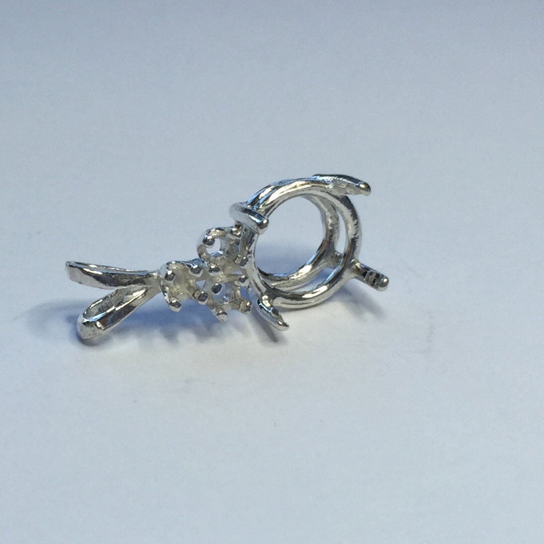 Sterling Silver Round Triple Accented Pre-Notched Pendant Setting (7mm - 14mm)