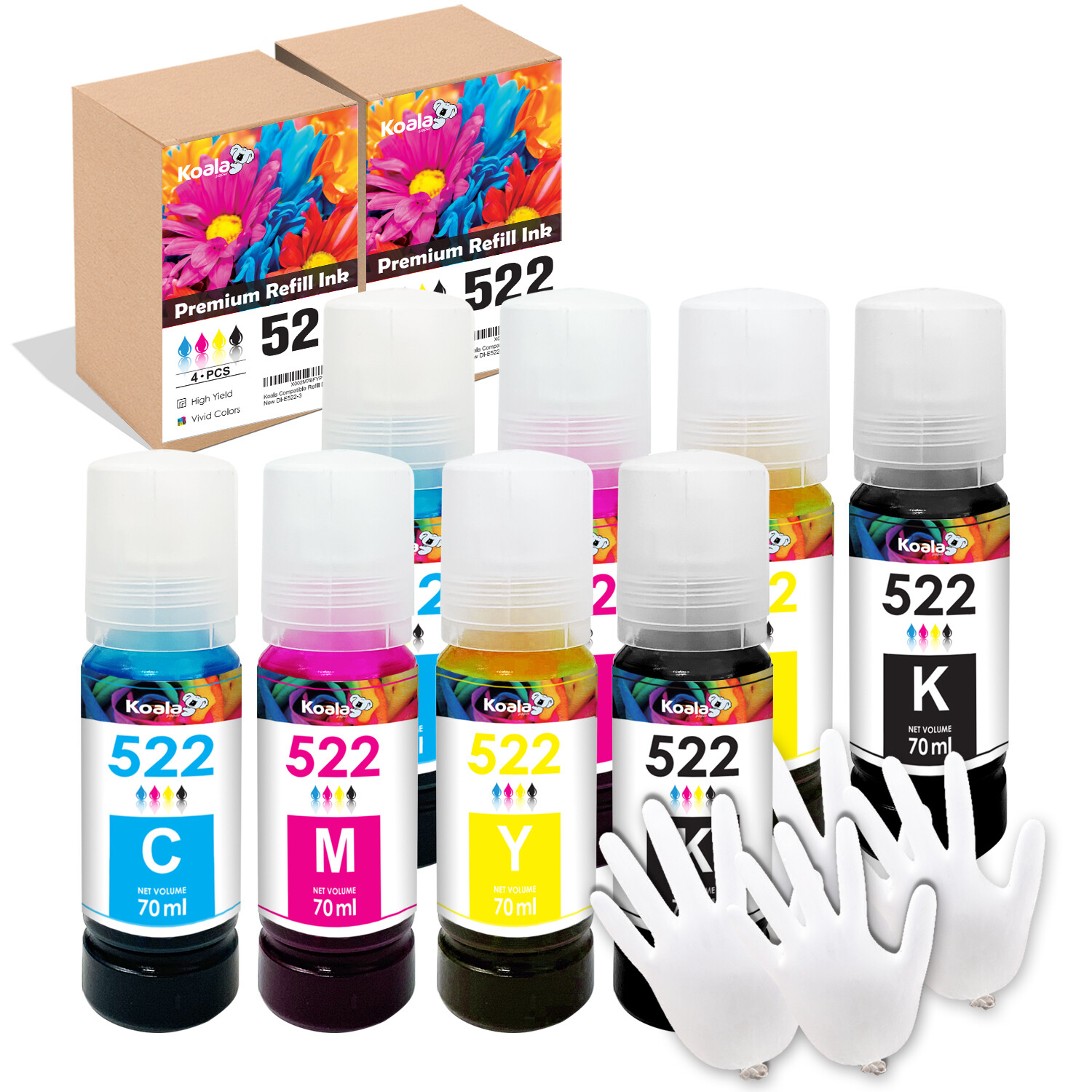 8 PK 560ML Printer Ink Refill for Epson 522 Ink ET-4800 2800 2803 2400 2720 4700