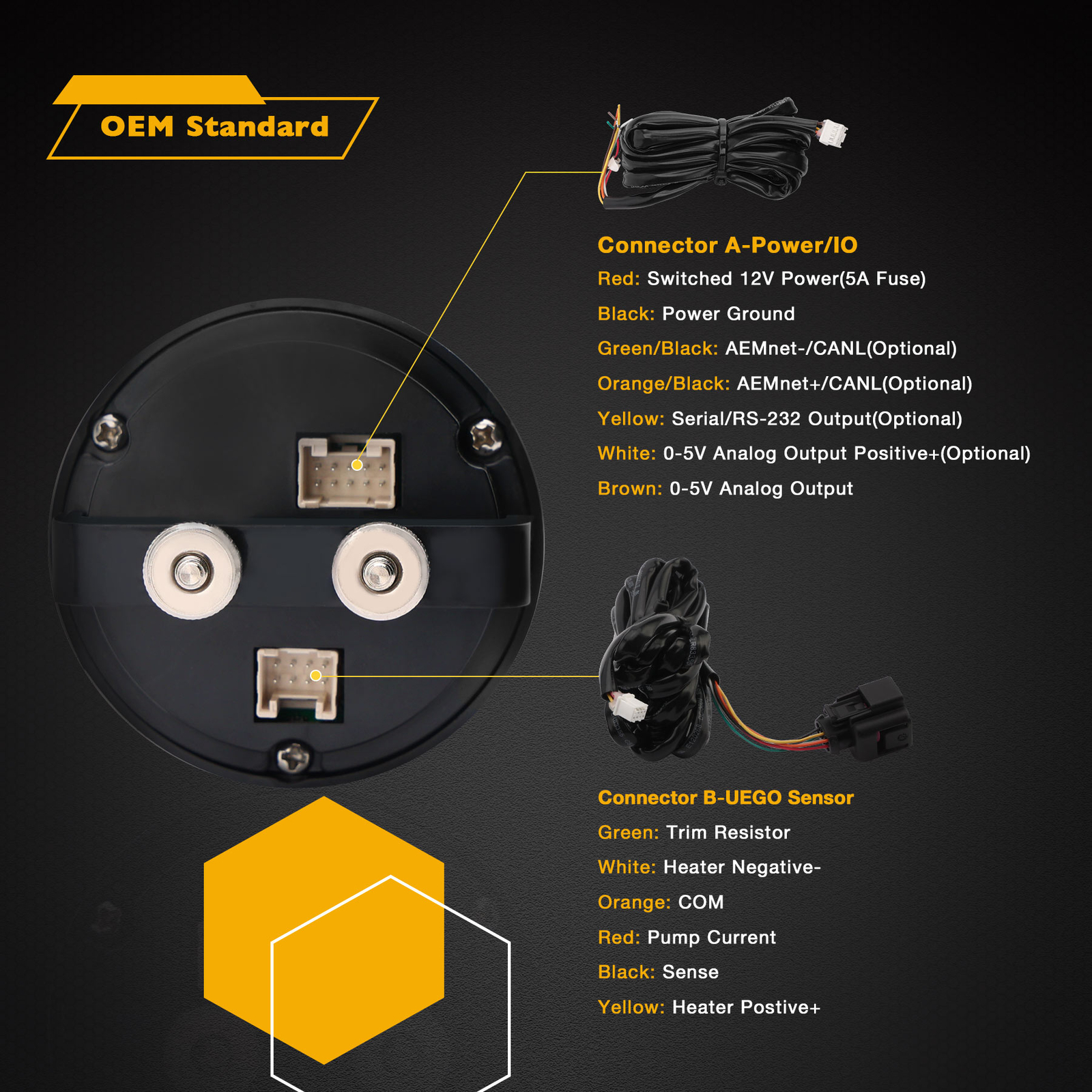 Wideband UEGO Air Fuel Ratio Gauge Kit 2-1/16" X-series 30-0300 AFR O2 Sensor