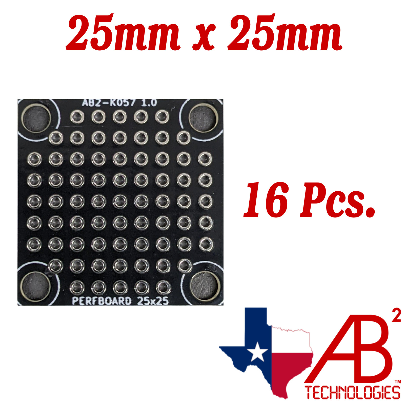 16 Pcs Black PCB Proto / Perf Boards Double Sided 25mm x 25mm (Panel of 16)