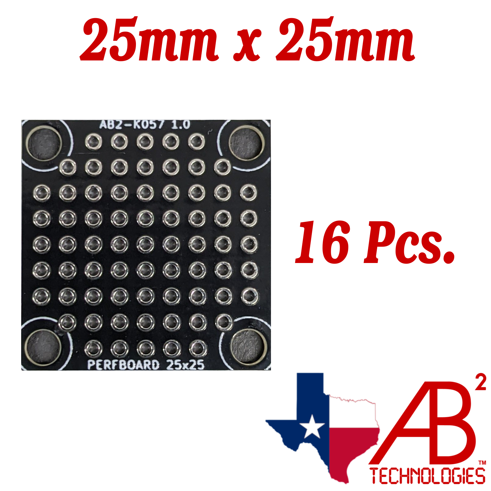 16 Pcs Black PCB Proto / Perf Boards Double Sided 25mm x 25mm (Panel of 16)