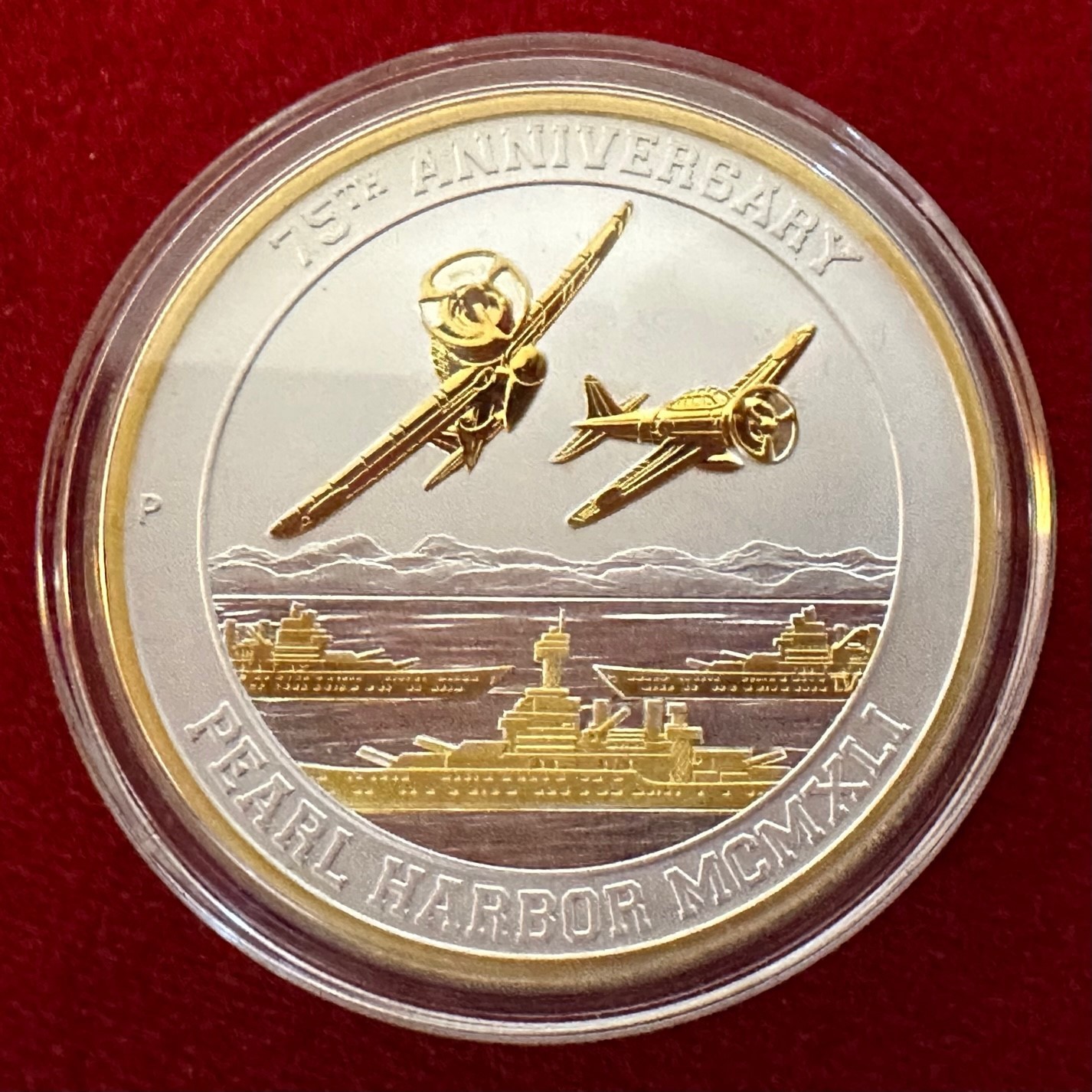 2016 1 Troy OZ .9999 Silver Tuvalu “PEARL HARBOR COIN” w/ 24K Gilding by SFS