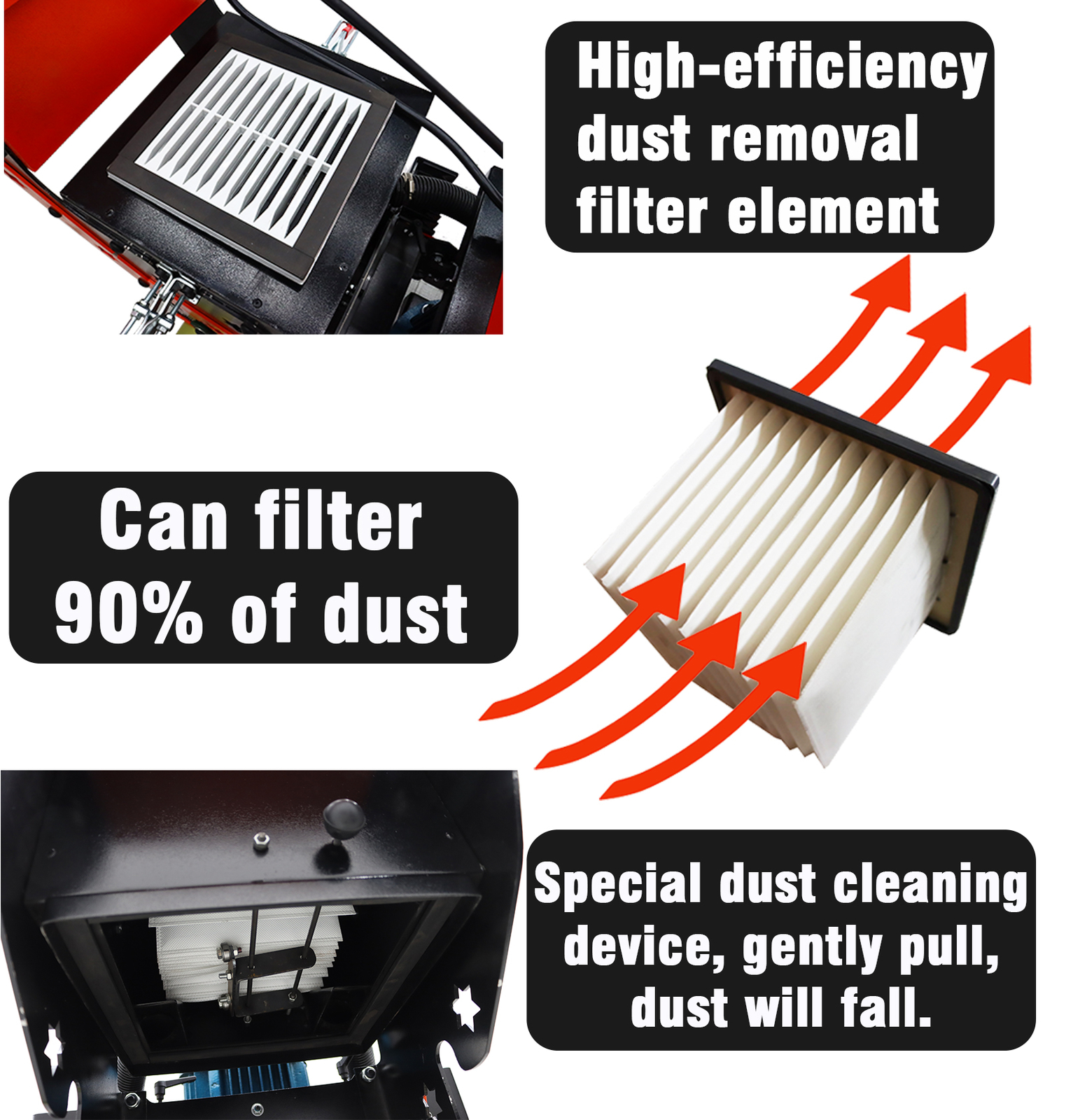 220V Concrete Floor Grinder Polishing Machine w/ 30L Dust Bucket 6 Grinding Head