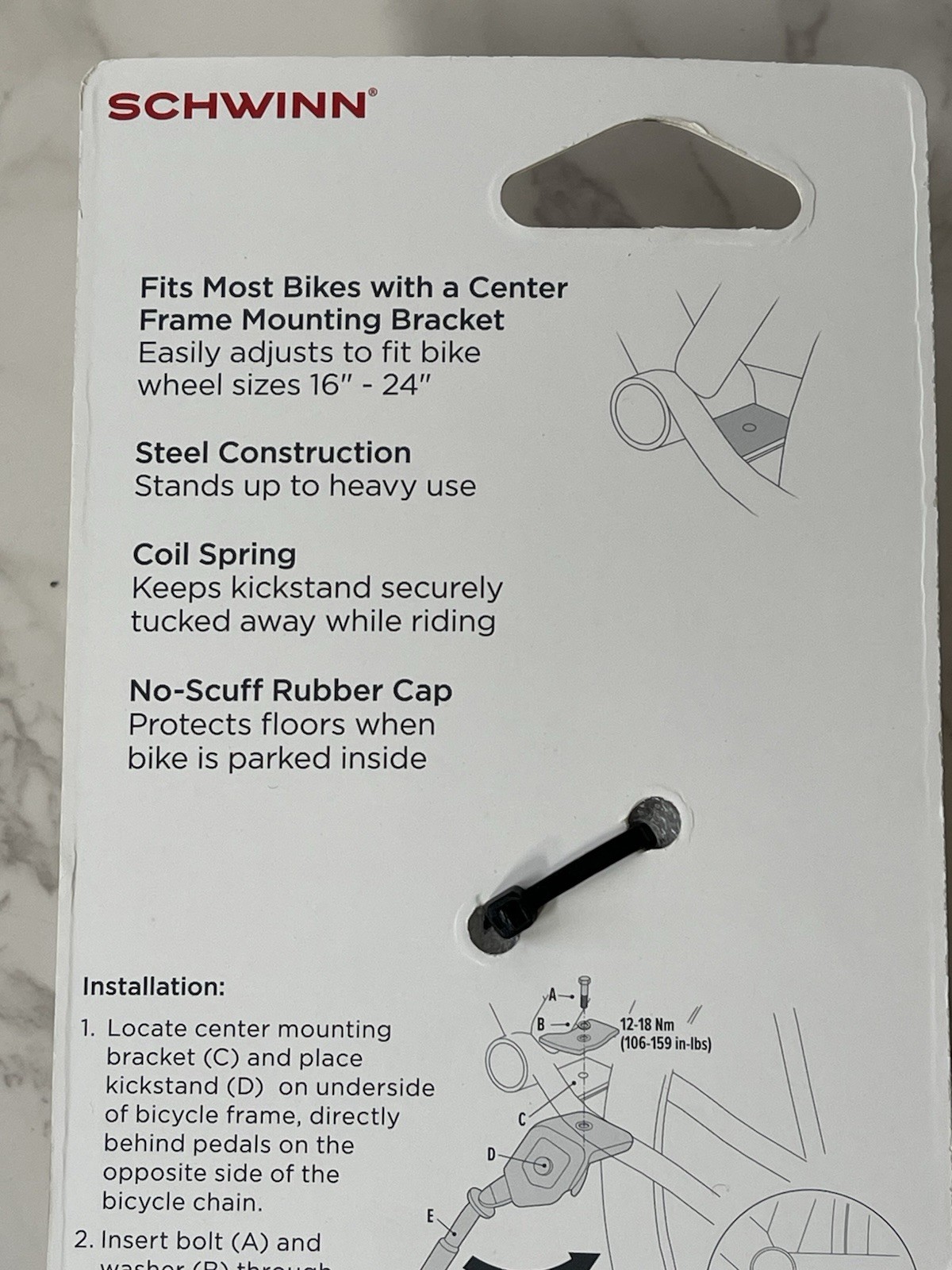 Schwinn Bicycle Kickstand for Bikes w/ 16" - 24" Wheels New on Card