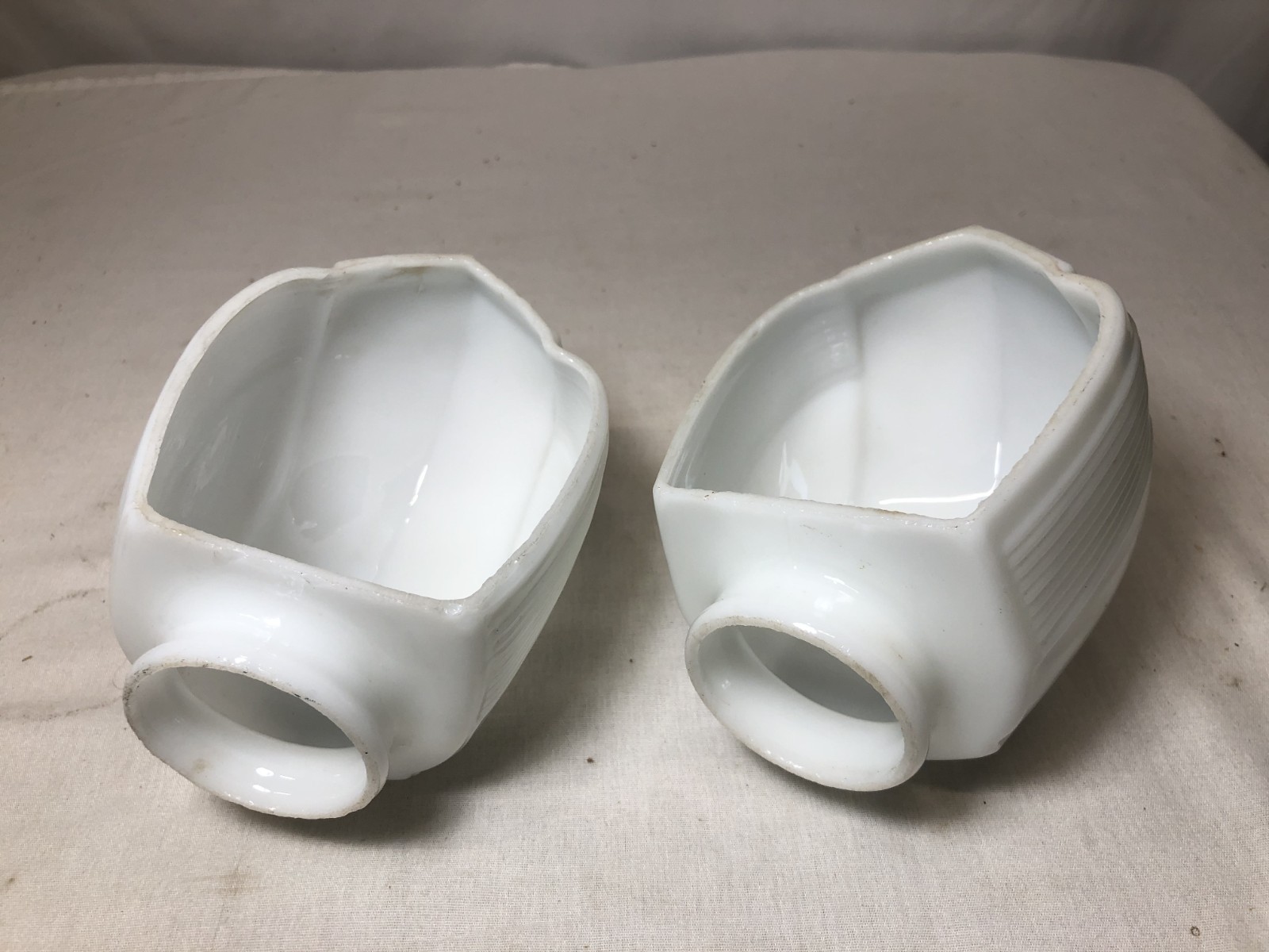 Antique Porcelain Wall Sconce Pair Vtg Light Fixture Ceramic Bath Art USA #L24