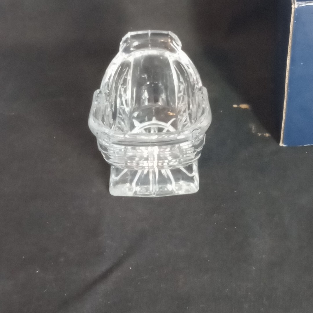 Bohemia 24% Lead Crystal Sleigh Centerpiece Candy Dish 5” x 3.5” In Box Vintage