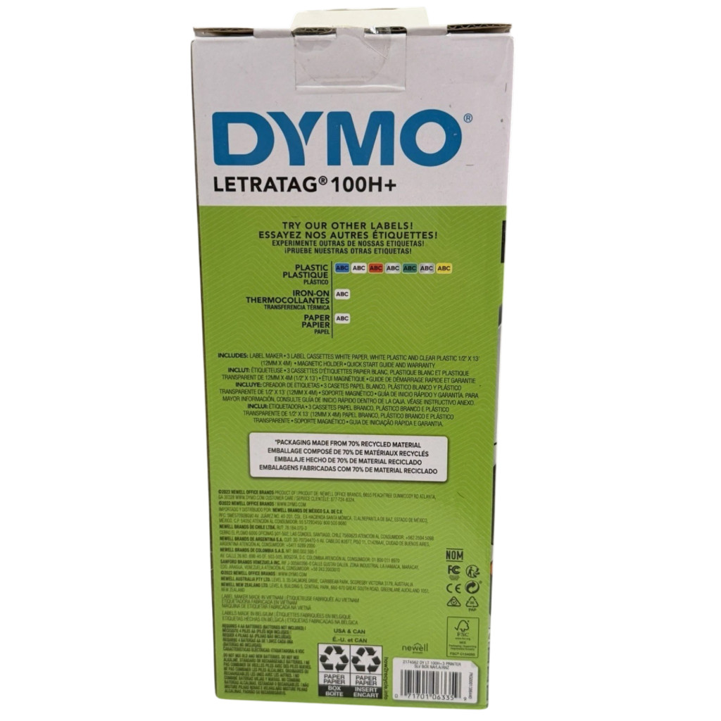 Dymo Handheld Label Maker (LetraTag 100H+ Plus) Value Pack with 3 Labeling Tapes