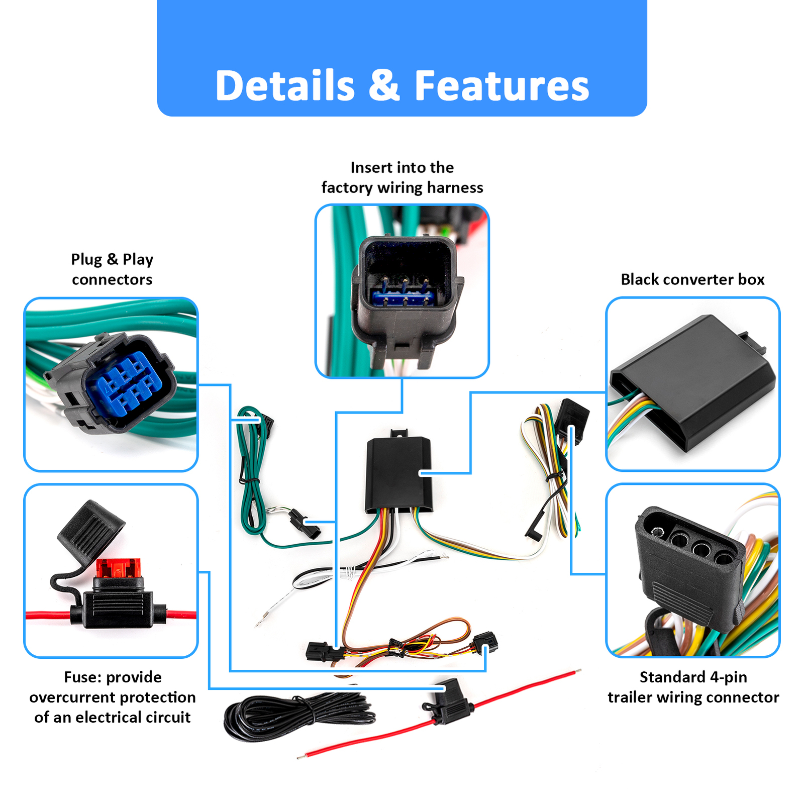 4 Pin Trailer Tow Hitch Wiring Harness For Kia Sportage 2023-2025