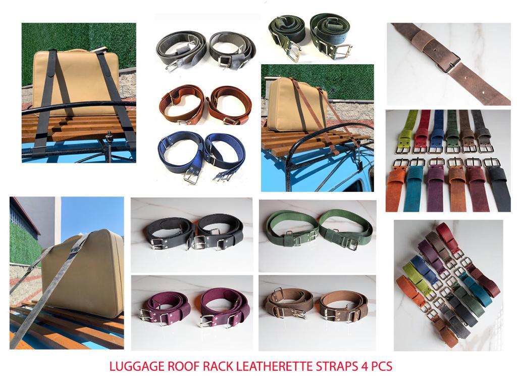 Genuine Leather Luggage Rack Straps Trunk rack straps for Vintage Cars Red