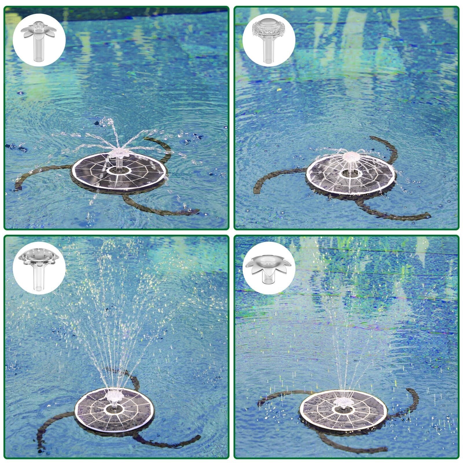 3.7W Solar Bird Bath Fountain Upgraded 6.3" Solar Glass Panel for Garden,g