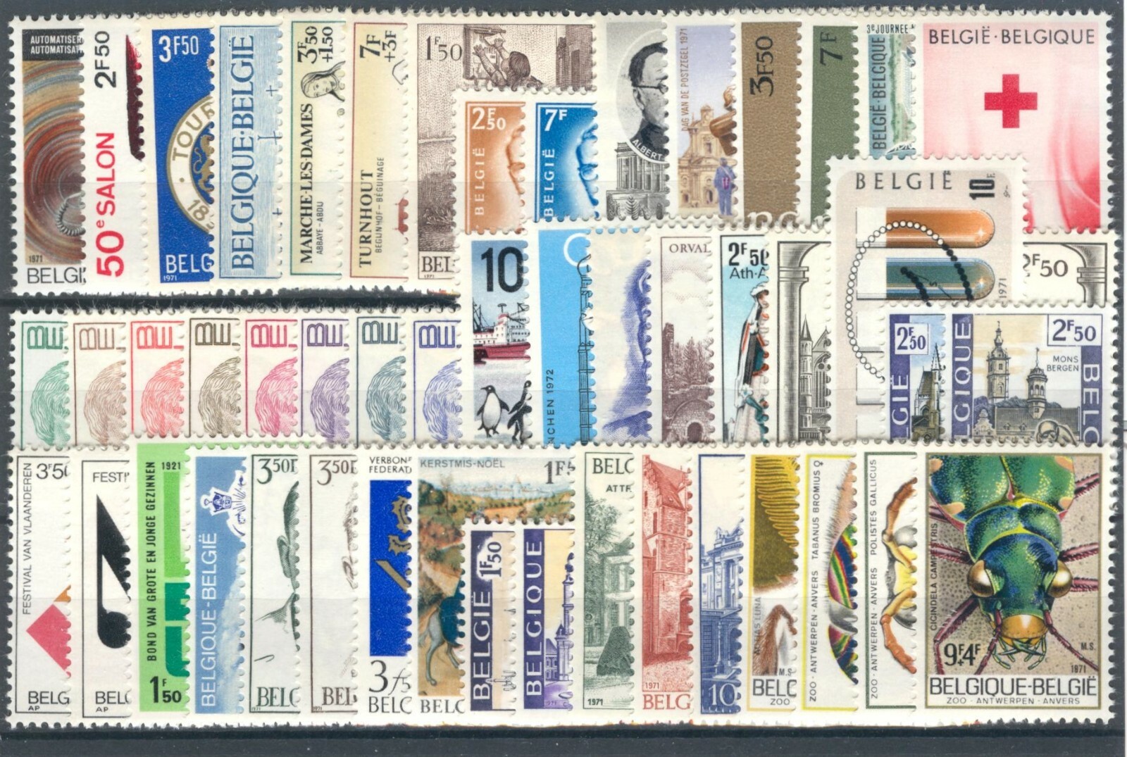 BE - BELGIUM 1971 complete year set  MNH