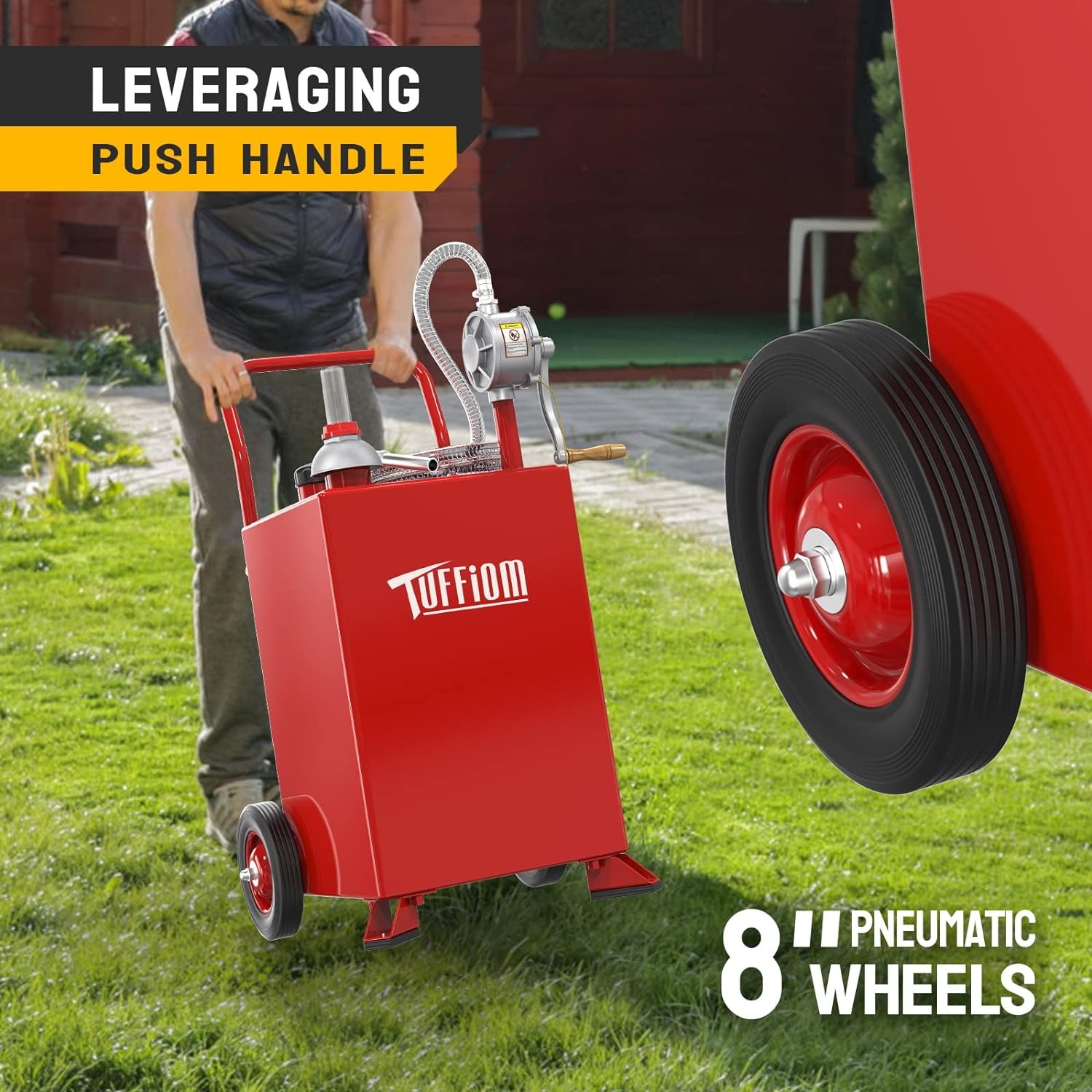 20 Gallon Fuel Caddy 8.9ft Hose Gas Transfer with Rotary Hand Siphon Pump New