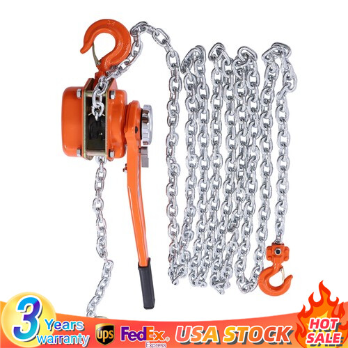 Lever Block Chain Hoist Ratchet Type Come Along Puller 20 FT Lifter 1.5 Ton New