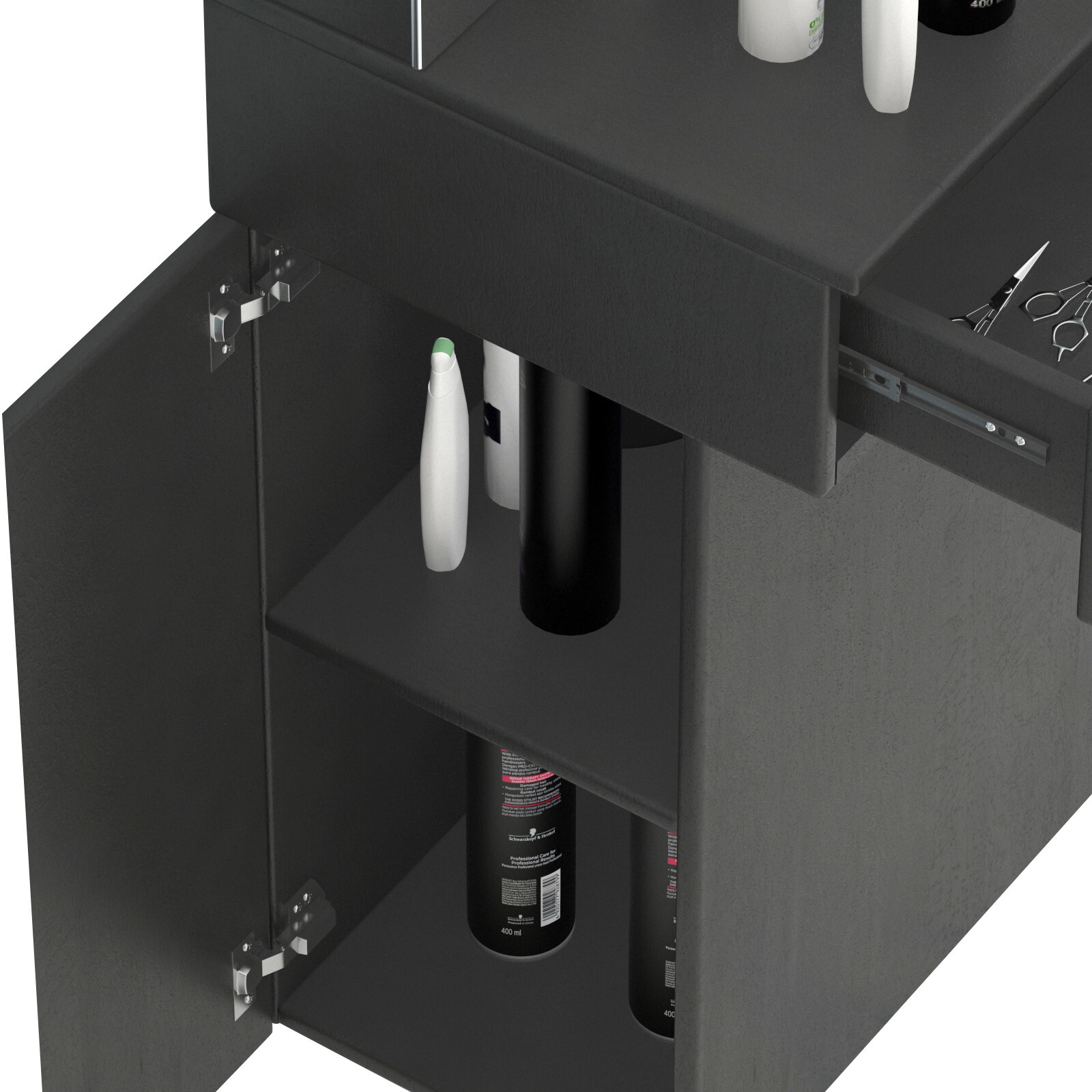 Black Wall Mount Barber Station W/Mirror Dressing Table Beauty Spa Salon Styling