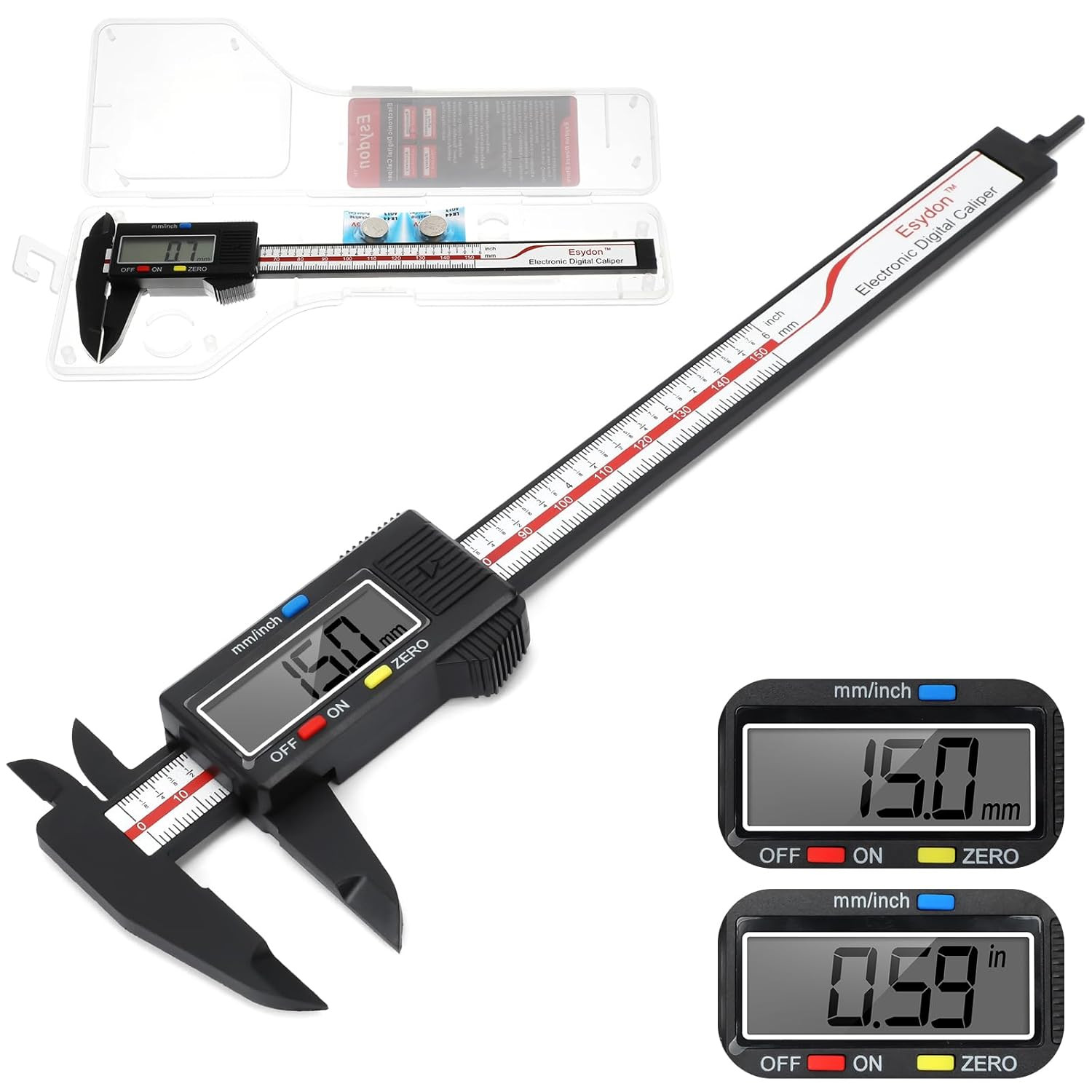 Digital Caliper, Upgraded Calipers 6 Inch, Measuring Tool, Electronic Ruler, wi