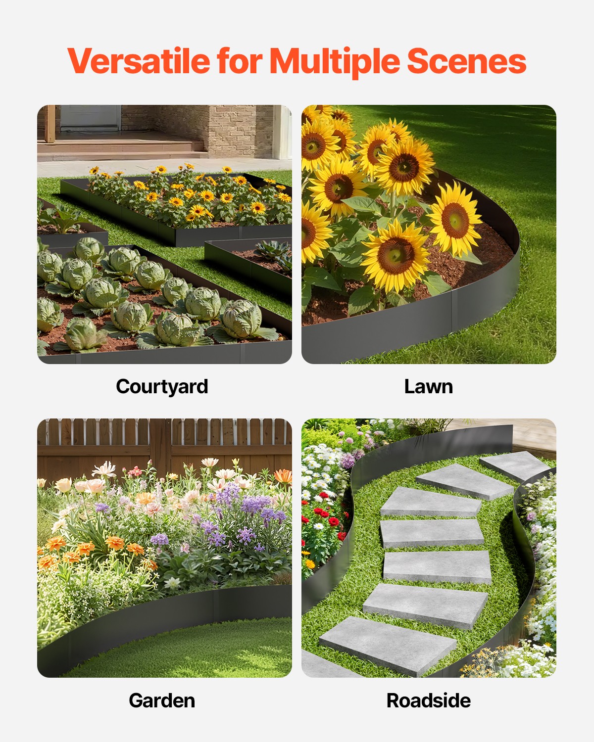 VEVOR Steel Landscape Edging 4 Packs 40 x 12in Rust-Resistant Garden Edging