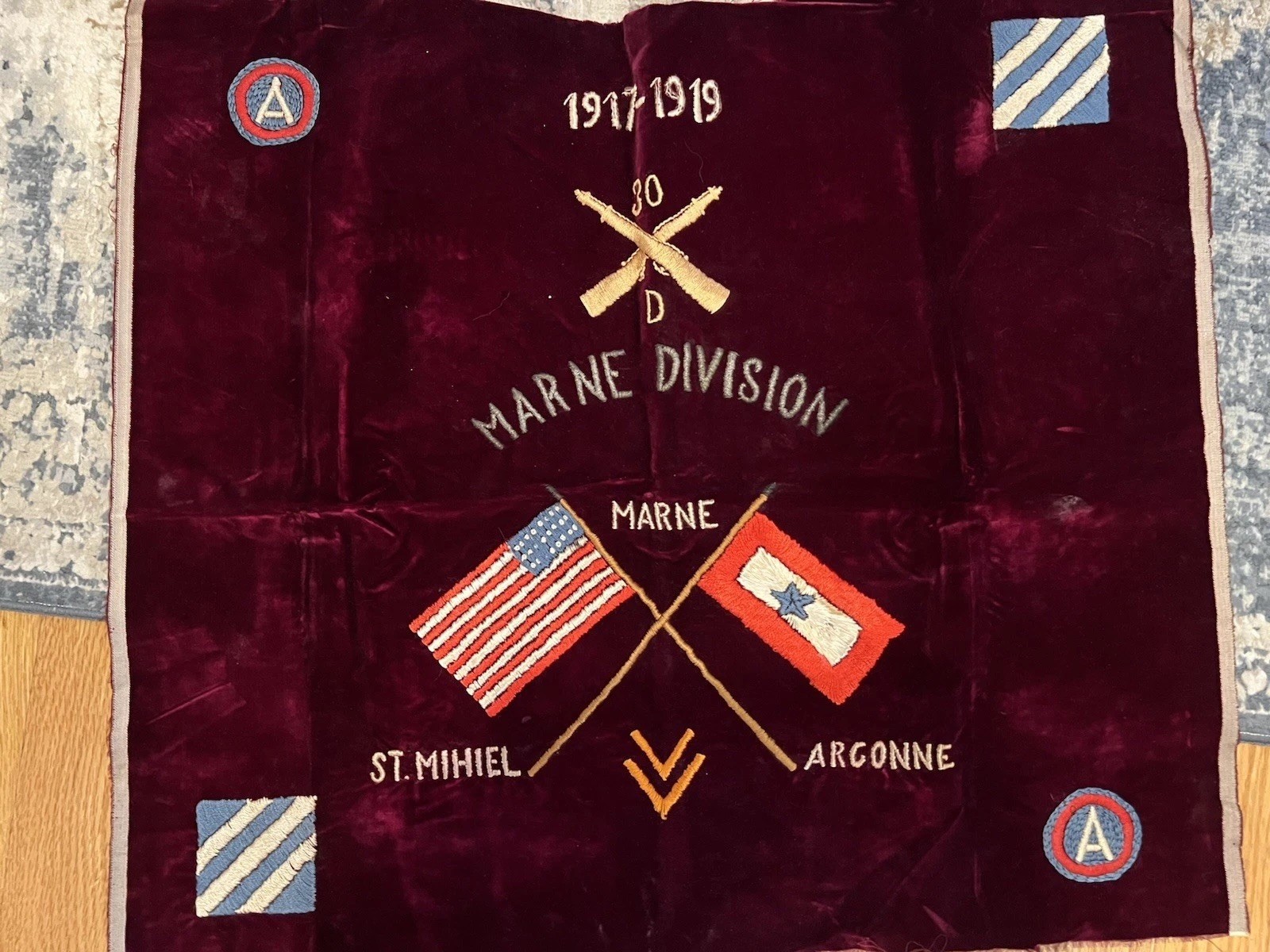 WWI Archive – Uniform, Sweetheart pillowcase, Letters, promotion papers, photos